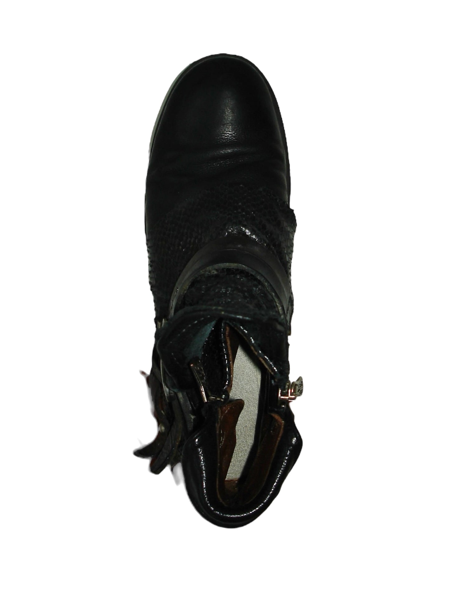 AS98 SNAKE EFFECT LEATHER BELTED BOOTS