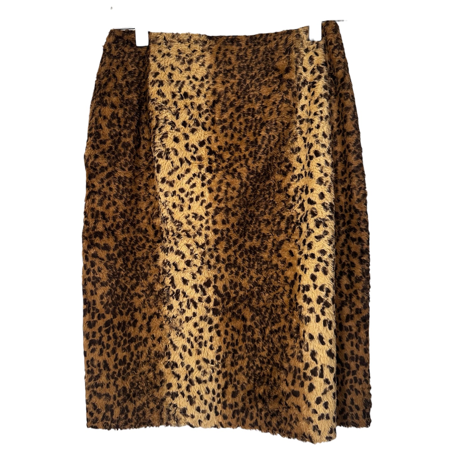 LEOPARD FAUX FUR PENCIL SKIRT