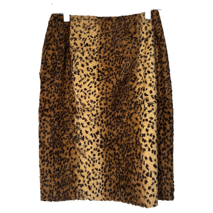 LEOPARD FAUX FUR PENCIL SKIRT