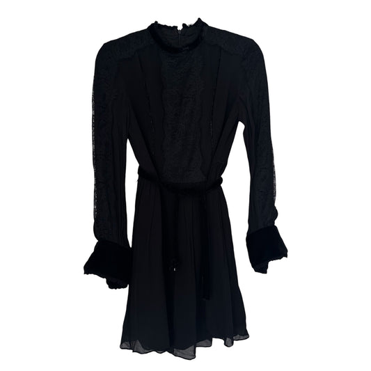 LACE AND VELVET BLACK LONG SLEVE DRESS