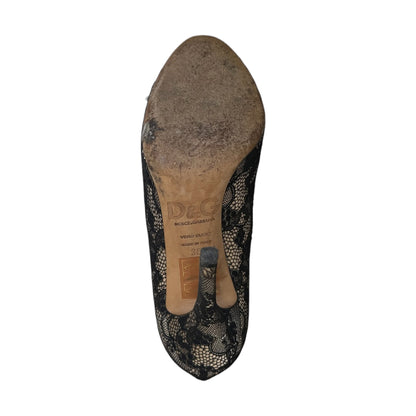 DOLCE GABBANA LACE & SATIN HEELS