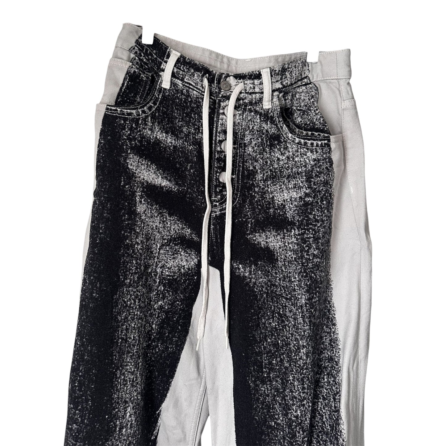 MM6 MAISON MARGIELA PRINTED BLACK AND WHITE DENIM JEANS