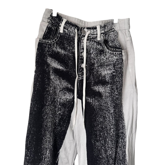 MM6 MAISON MARGIELA PRINTED BLACK AND WHITE DENIM JEANS