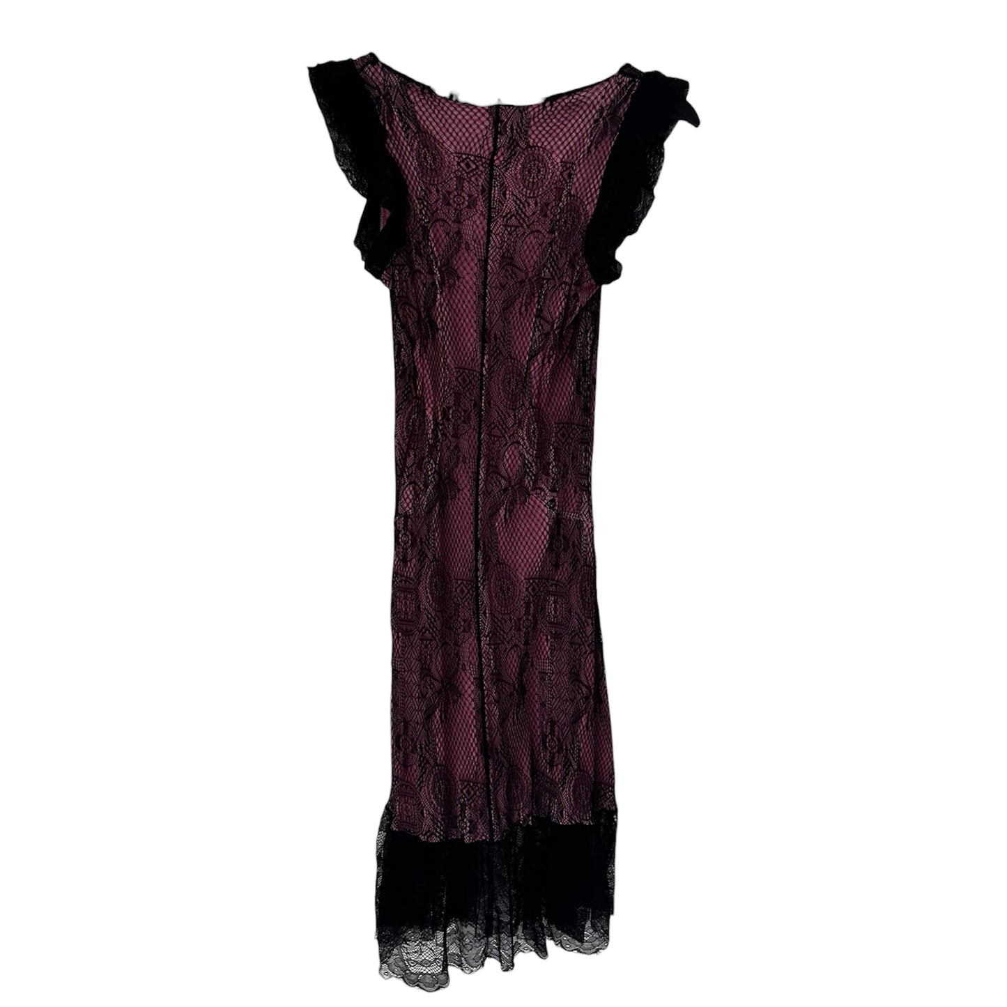 CHRISTIAN LACROIX FULL BLACK & PINK FLUID LACE DRESS