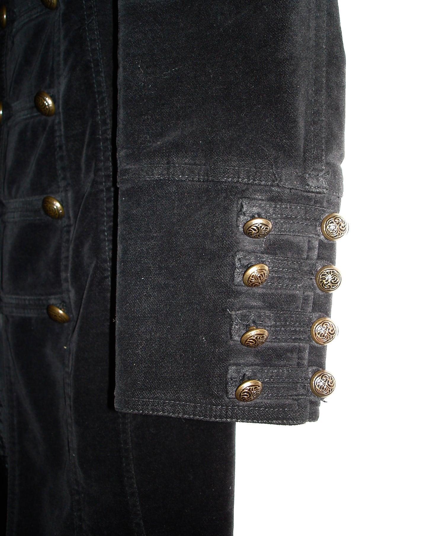 VELVET LONG MILITARY STYLE COAT