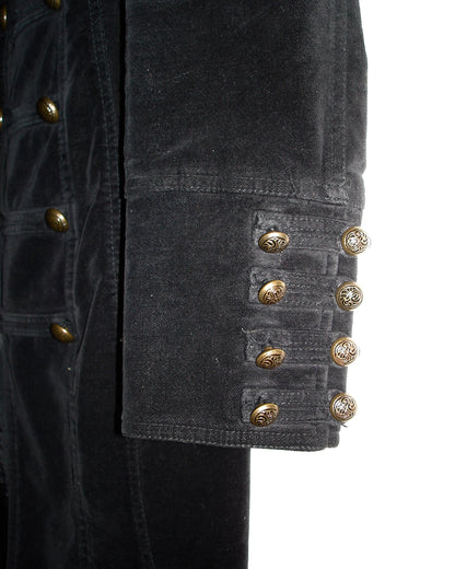 VELVET LONG MILITARY STYLE COAT
