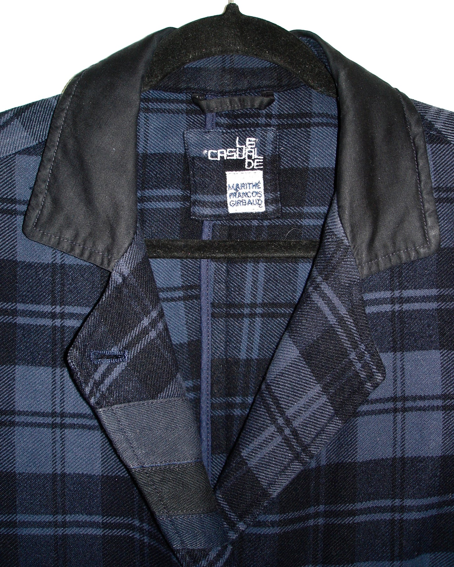 MARITHE FRANCOIS GIRBAUD BLUE ASYMMETRICAL TARTAN BLAZER