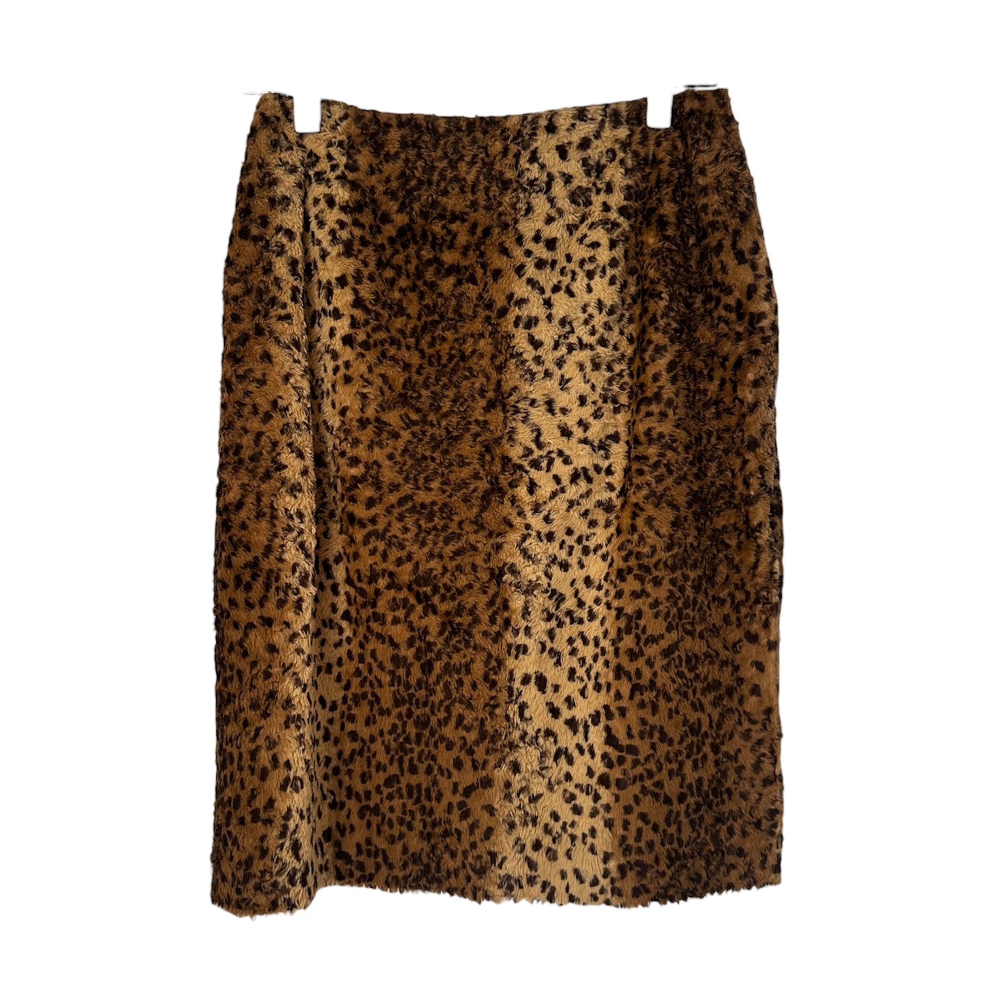 LEOPARD FAUX FUR PENCIL SKIRT