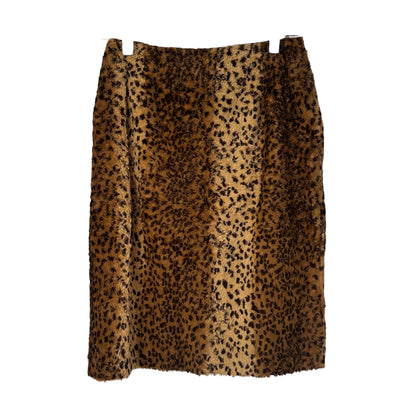 LEOPARD FAUX FUR PENCIL SKIRT