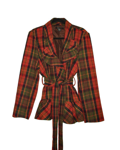 ROBERT LOUIS VINTAGE BELTED TARTAN BLAZER