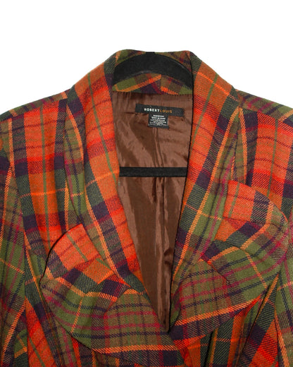 ROBERT LOUIS VINTAGE BELTED TARTAN BLAZER