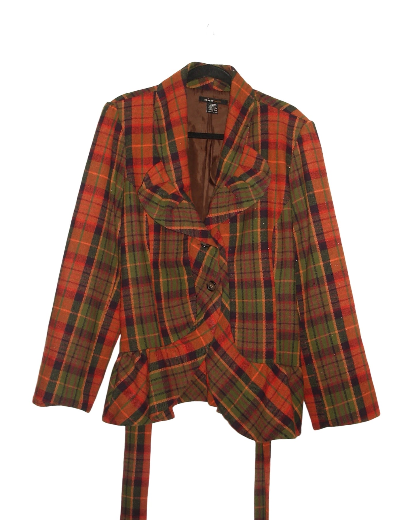 ROBERT LOUIS VINTAGE BELTED TARTAN BLAZER