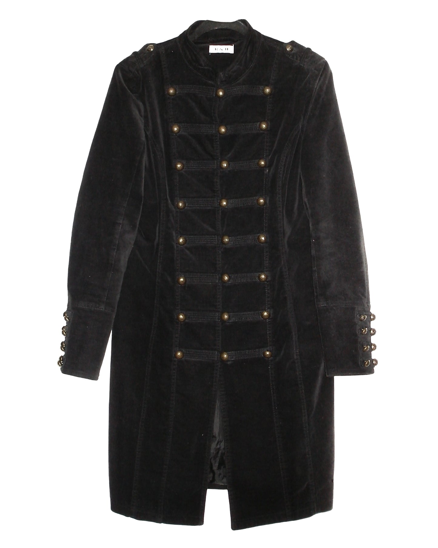 VELVET LONG MILITARY STYLE COAT