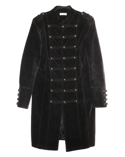VELVET LONG MILITARY STYLE COAT