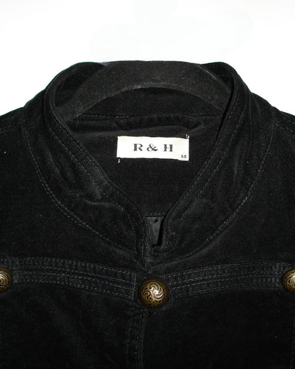 VELVET LONG MILITARY STYLE COAT