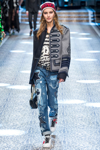 DOLCE & GABBANA FALL 2017 READY TO WEAR ASYMMETRICAL MILITARY JACKET
