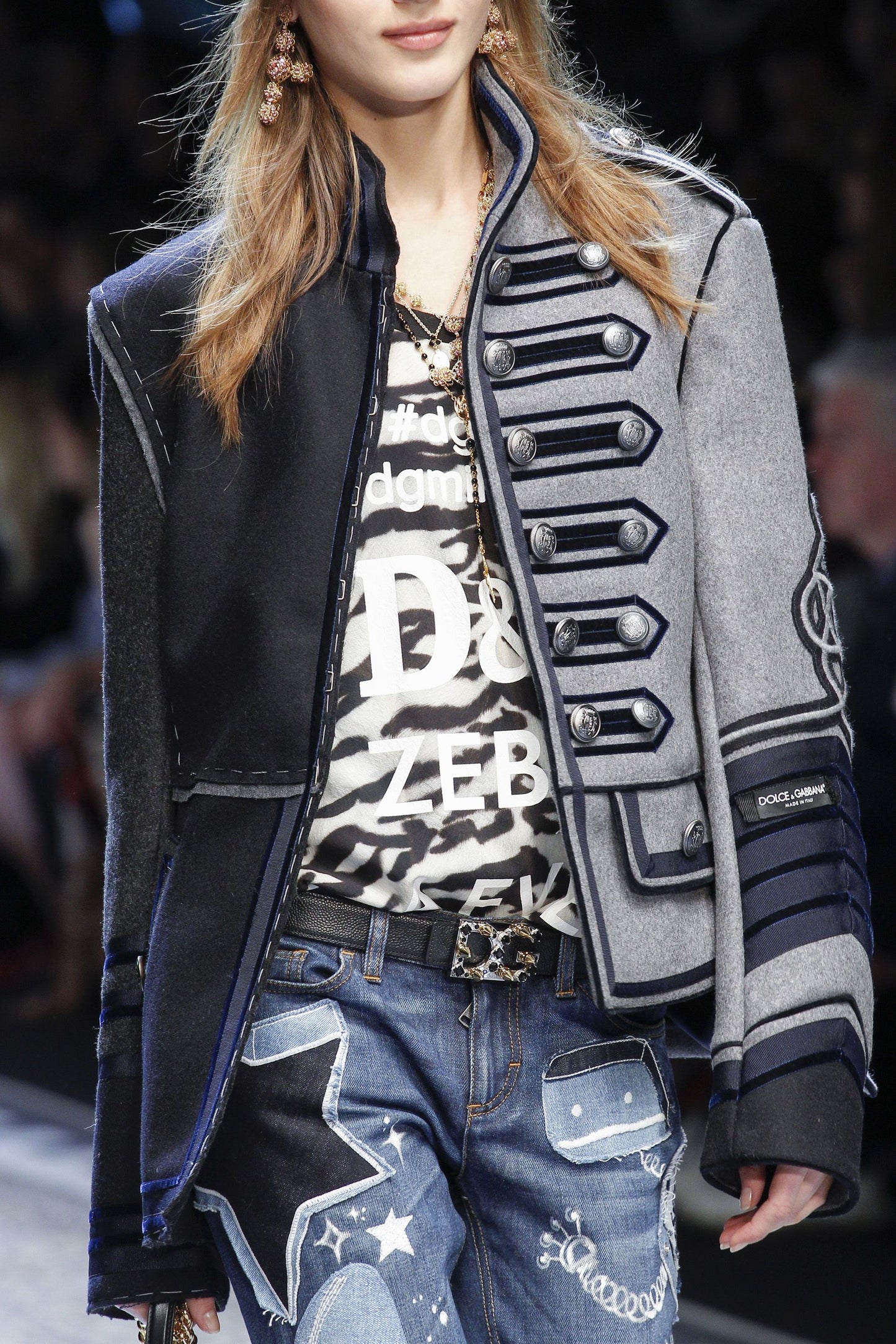 DOLCE & GABBANA FALL 2017 READY TO WEAR ASYMMETRICAL MILITARY JACKET