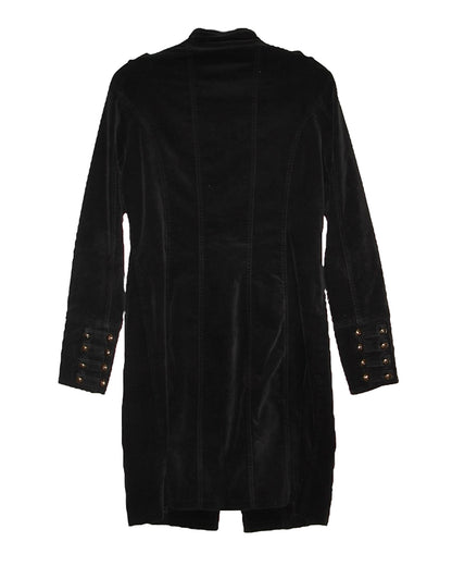 VELVET LONG MILITARY STYLE COAT