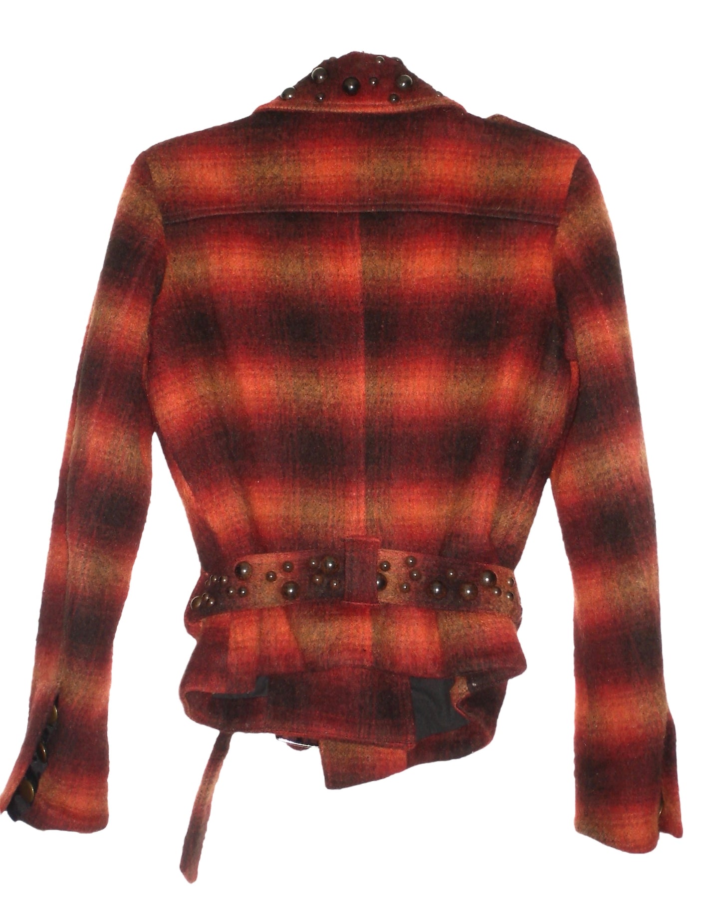 REPLAY SHORT BELTED TARTAN JACKET