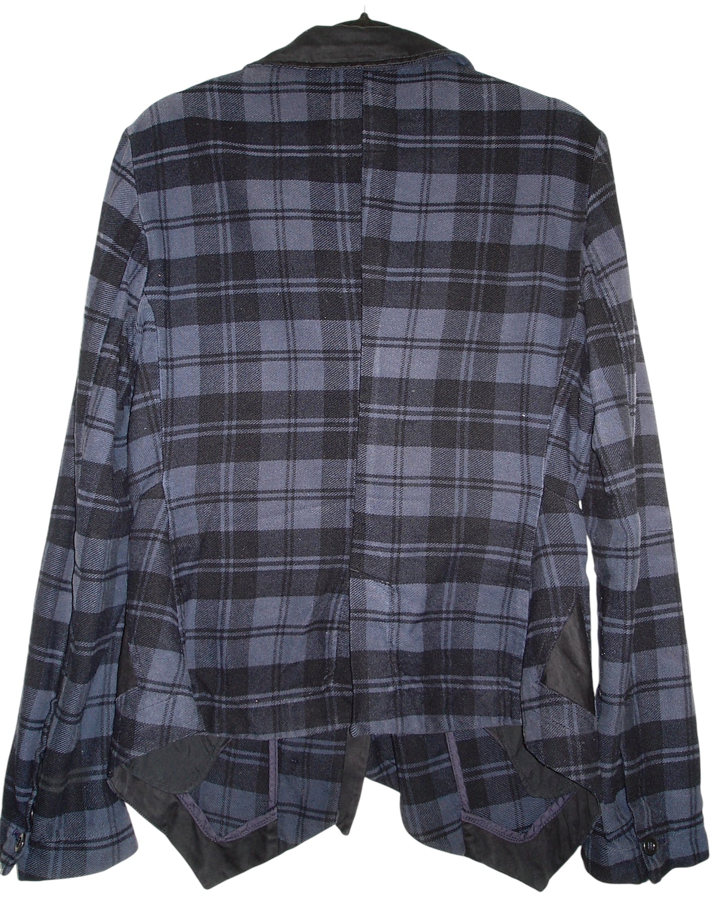 MARITHE FRANCOIS GIRBAUD BLUE ASYMMETRICAL TARTAN BLAZER