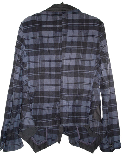 MARITHE FRANCOIS GIRBAUD BLUE ASYMMETRICAL TARTAN BLAZER