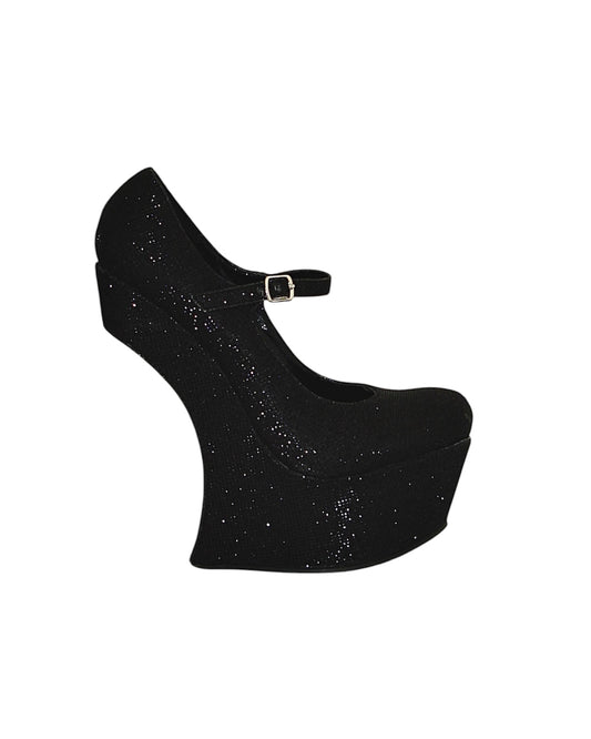 FAMA RHINESTONE WEDGE HEEL WITH PLATEFORM , WITHOUT HEEL EFFECT