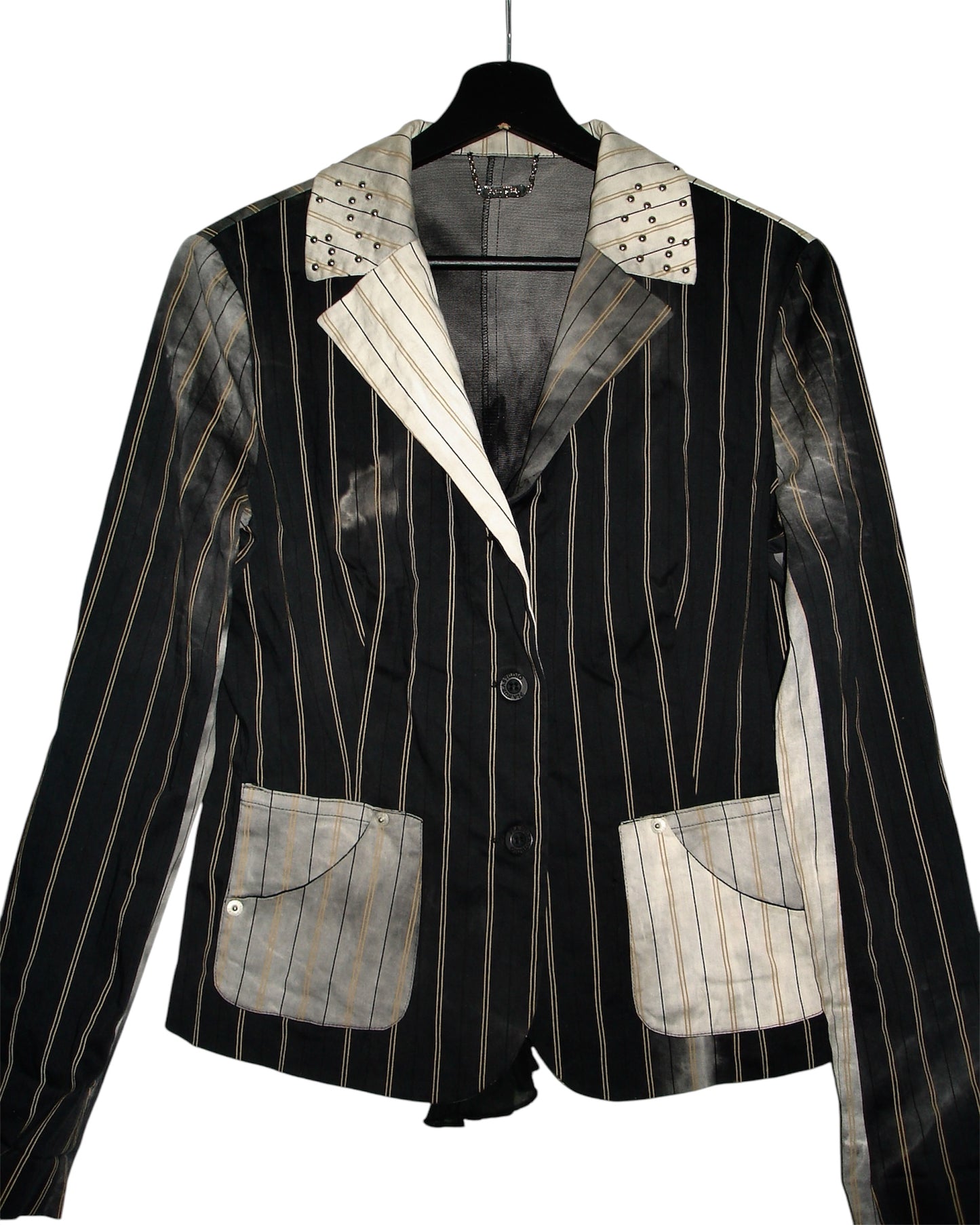 PIANURA STUDIO ASYMMETRICAL STRIPED AND STUDDED BLAZER