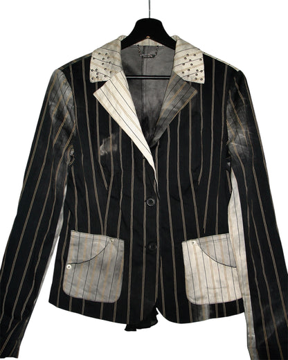 PIANURA STUDIO ASYMMETRICAL STRIPED AND STUDDED BLAZER