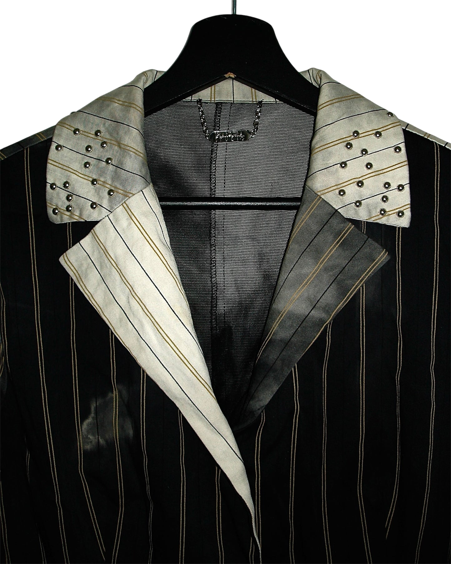 PIANURA STUDIO ASYMMETRICAL STRIPED AND STUDDED BLAZER