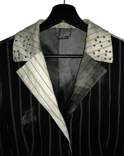 PIANURA STUDIO ASYMMETRICAL STRIPED AND STUDDED BLAZER