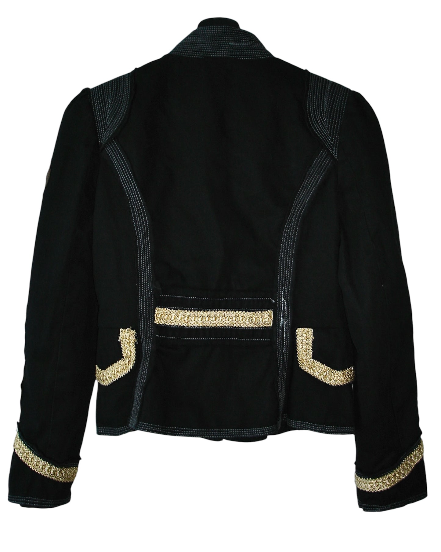 EMBROIDERED UNFINISHED MILITARY JACKET EFFECT