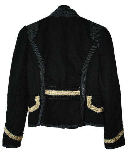 EMBROIDERED UNFINISHED MILITARY JACKET EFFECT
