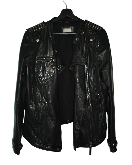1060 LAMBSKIN LEATHER JACKET W STUDDED SHOULDER PADS