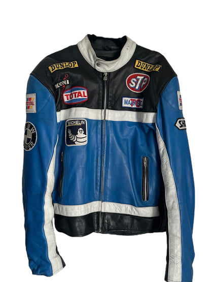 MAAKSON VINTAGE RACING BIKER LEATHER JACKET
