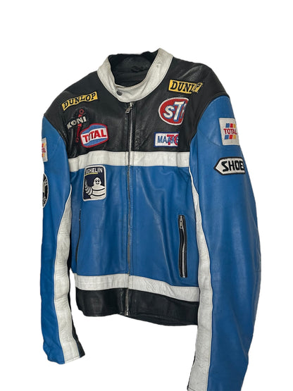 MAAKSON VINTAGE RACING BIKER LEATHER JACKET
