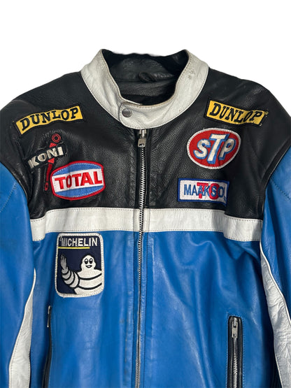MAAKSON VINTAGE RACING BIKER LEATHER JACKET