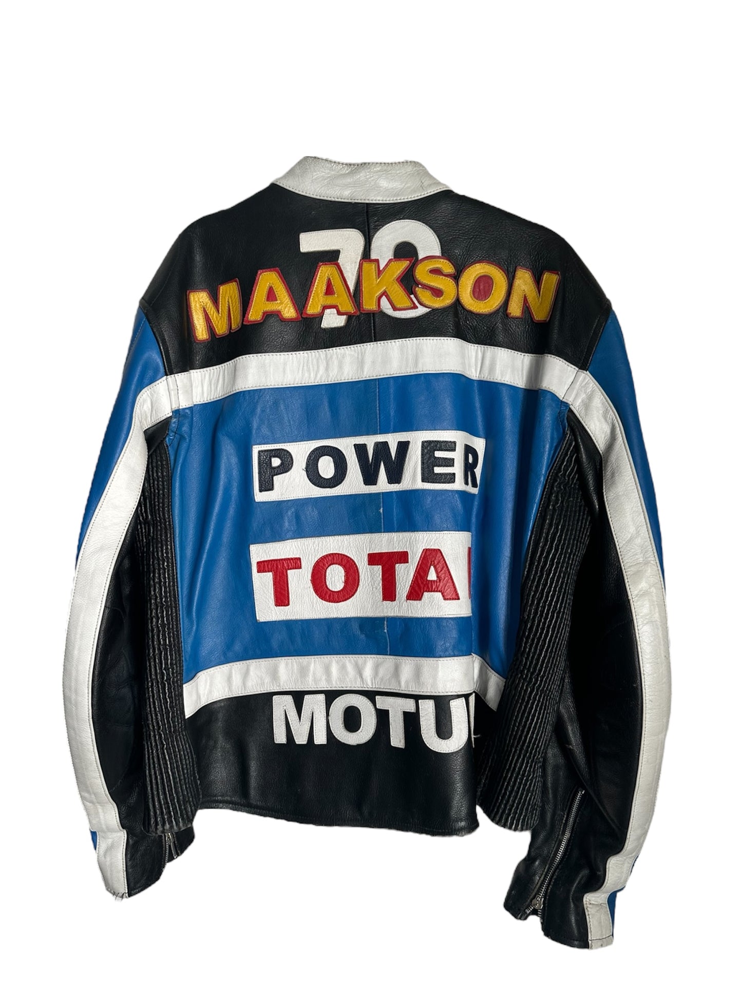 MAAKSON VINTAGE RACING BIKER LEATHER JACKET