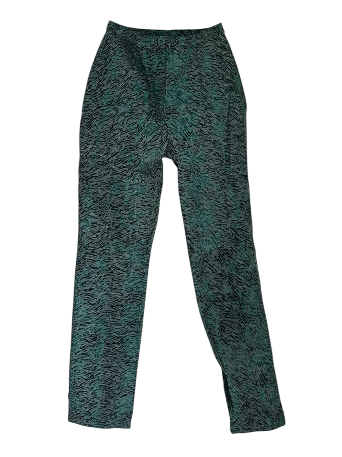 PYTHON EFFECT LEATHER GREEN PANT