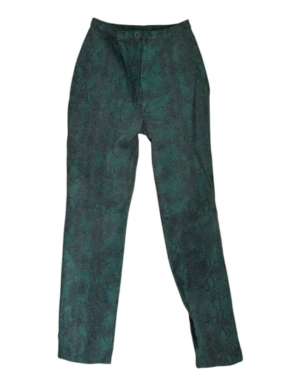 PYTHON EFFECT LEATHER GREEN PANT