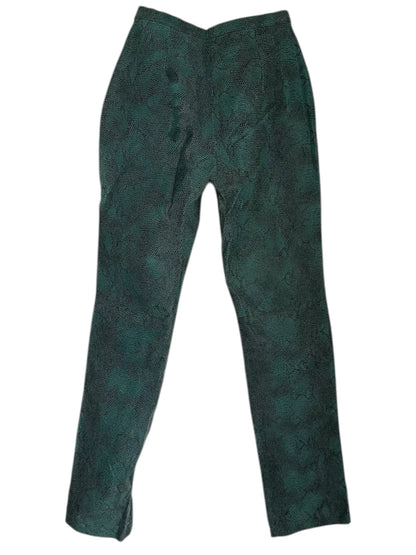 PYTHON EFFECT LEATHER GREEN PANT
